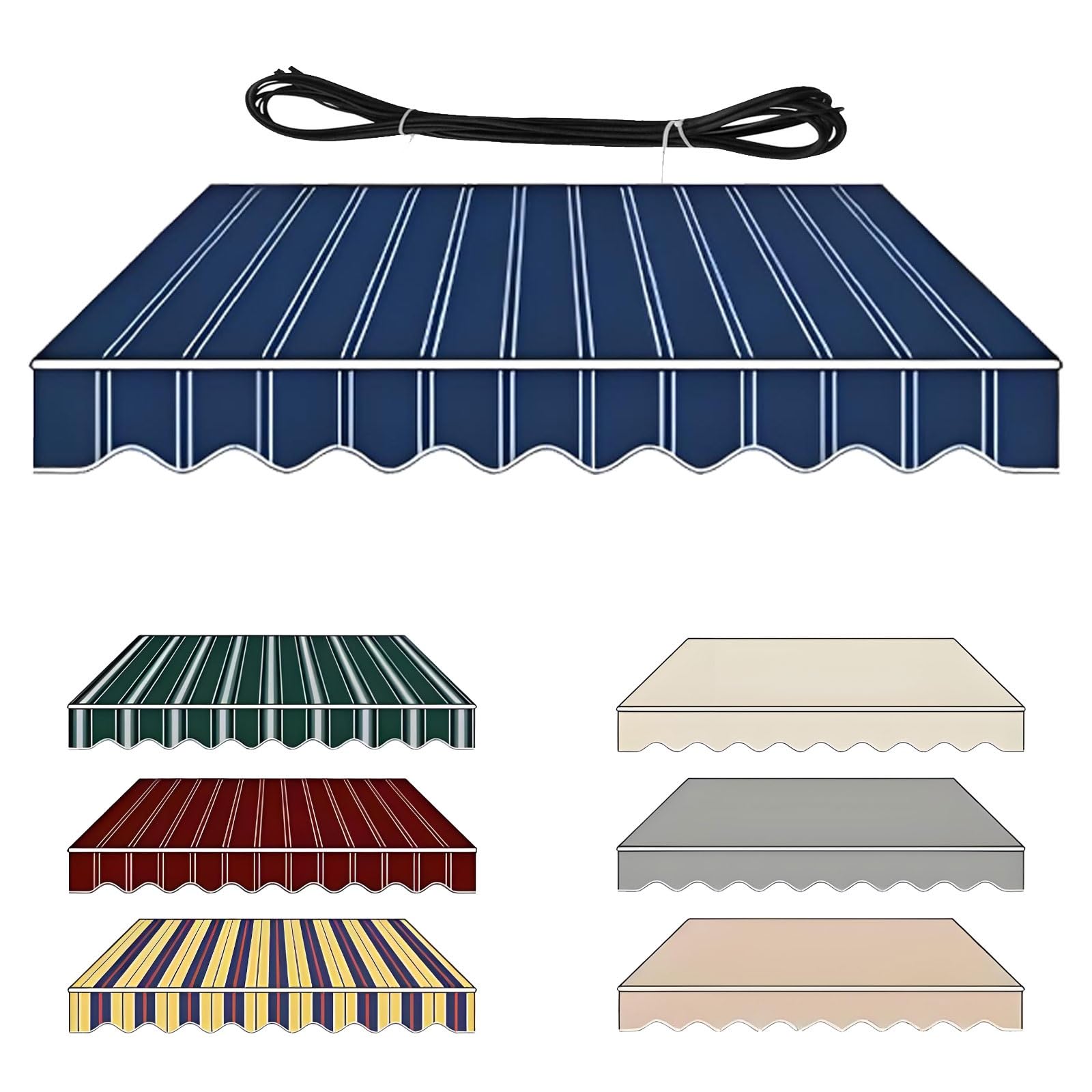 Toile de rechange pour store banne 3x2 m bleu : fini les fuites et la décoloration