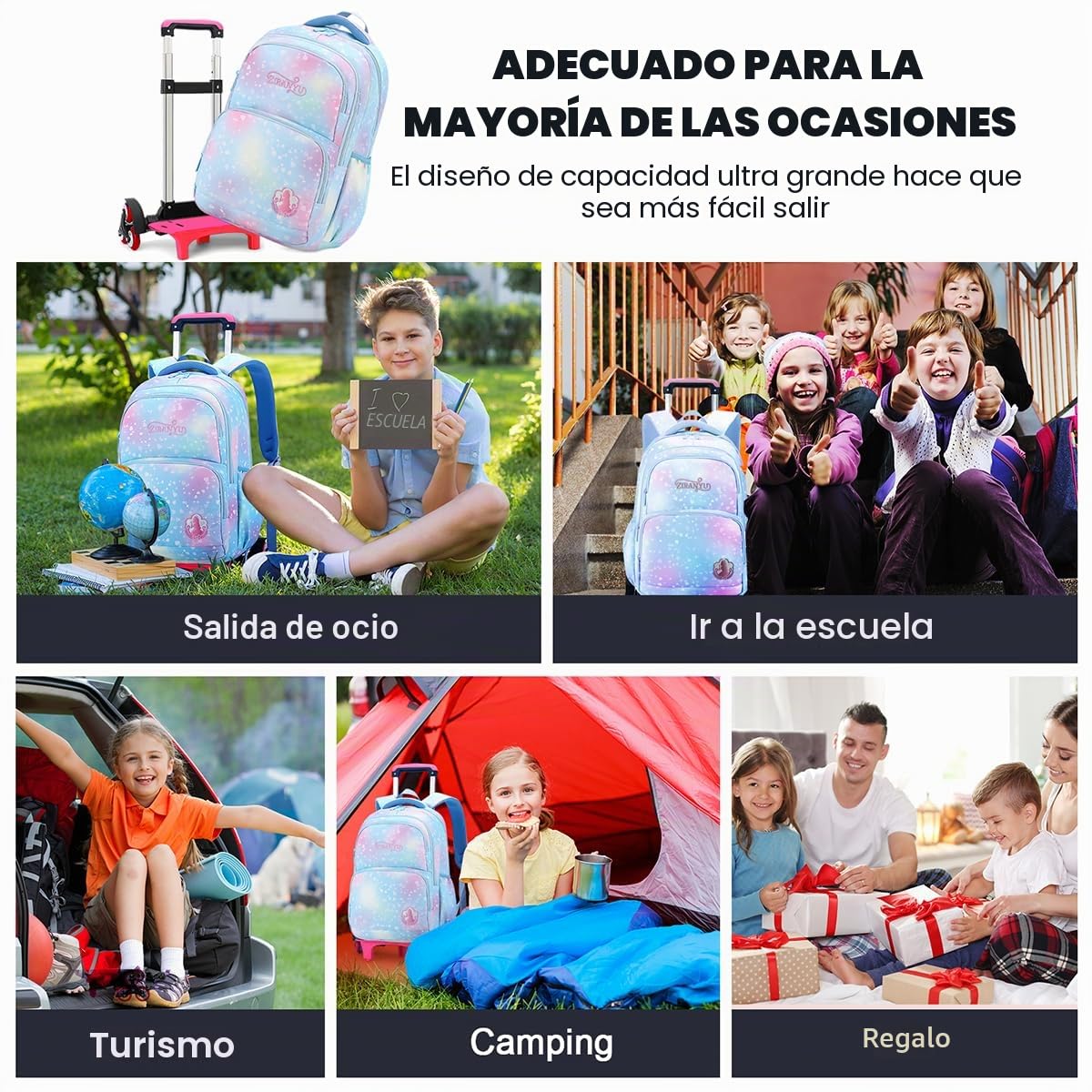 Mochila escolar con ruedas para niñas, con ruedas, 32 x 18 x 45 cm, Rucksack