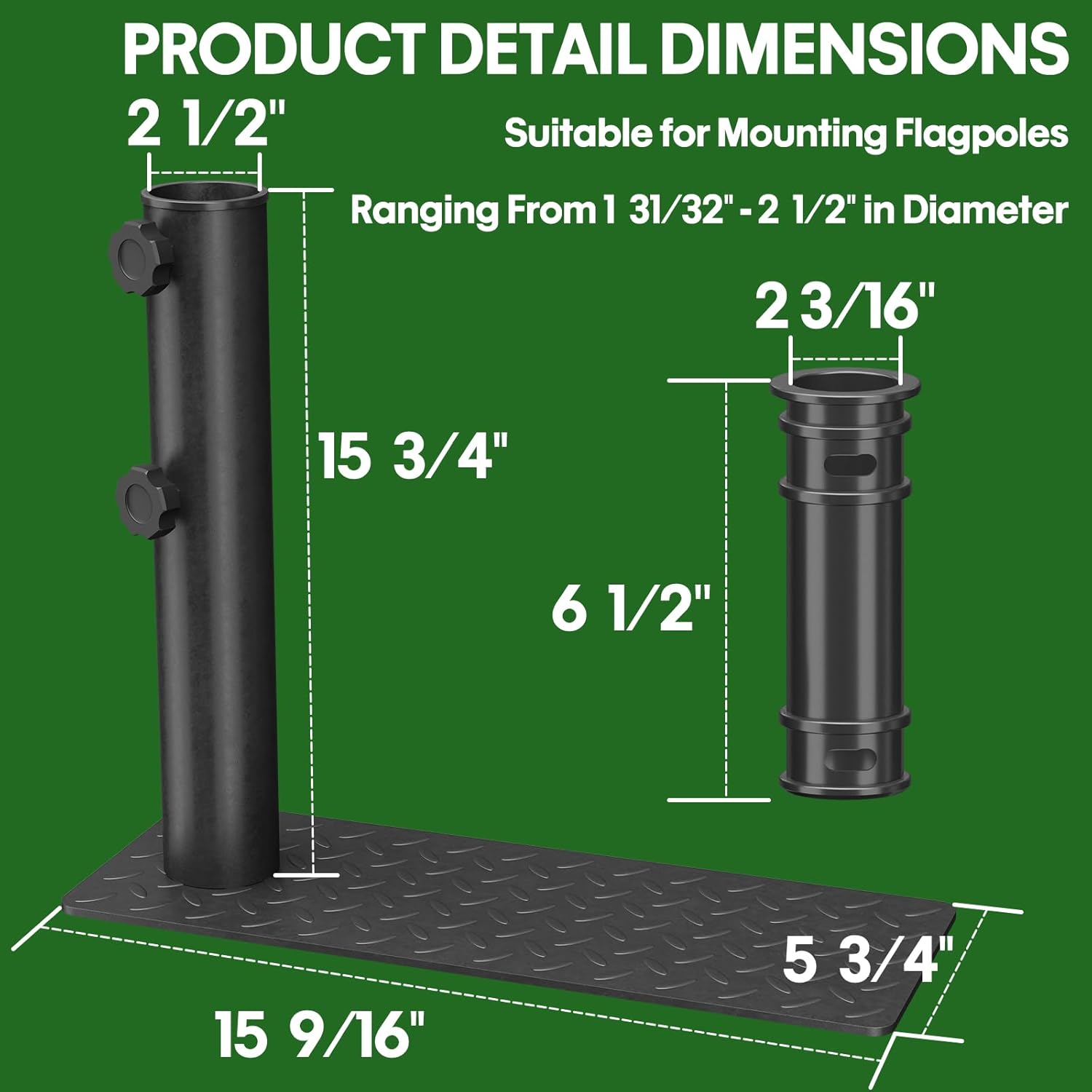 Flag Pole Tire Mount, Heavy Duty Tailgate Flagpole Stand Holder with 5mm Thick Base & Carry Bag, Portable Flagpole Tire Mount for Car Truck RV Camping Tailgating Outdoor Party Events