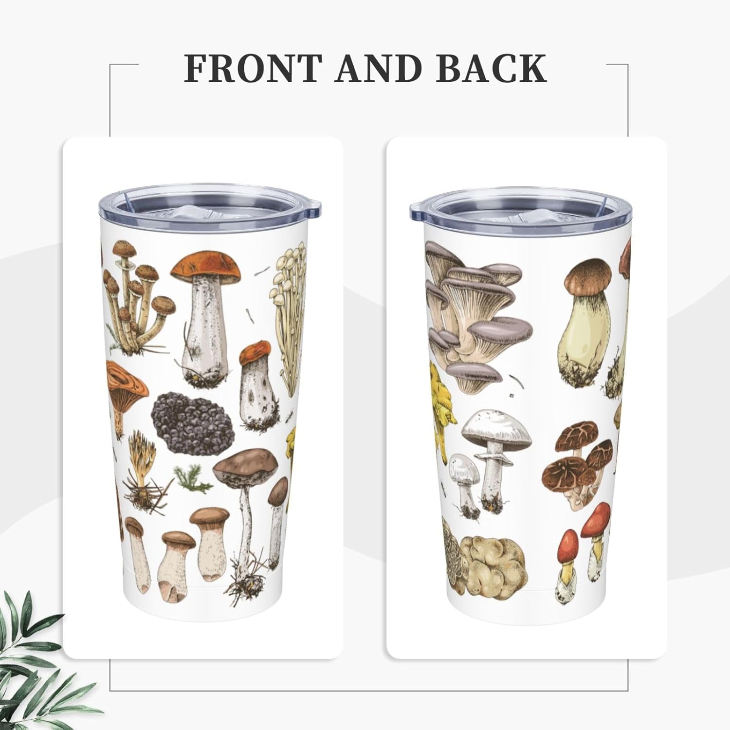 Mushroom Tumbler,Mushroom Atlas 20oz Stainless Steel Insulated Travel Tumblers,Travel Coffee Mug with Lid and Straw Water Bottle Drink Tumbler Cups Gifts for Women Men Lovers - Image 2