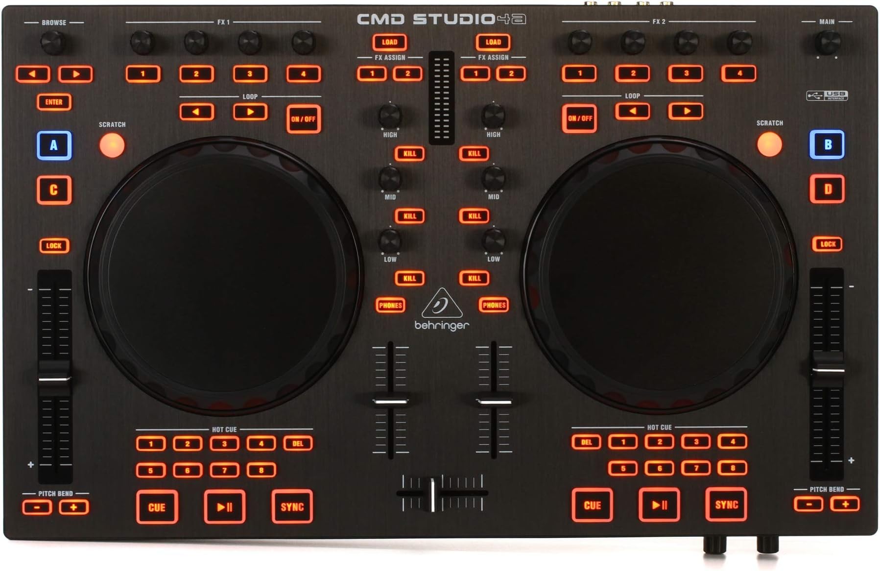 CMD STUDIO 4a 4-Deck DJ MIDI Controller with 4 Channel Audio Interface