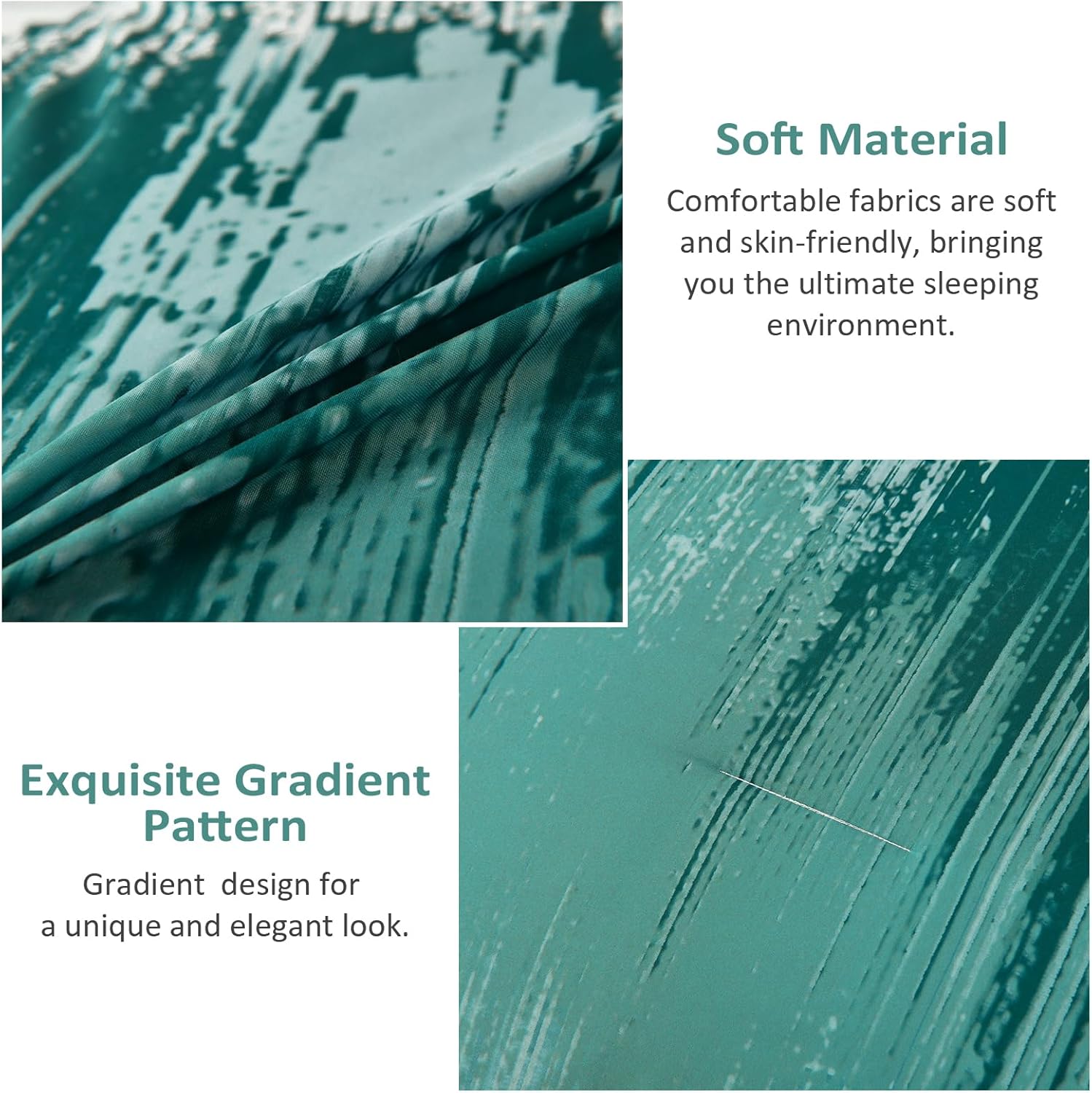 WONGS BEDDING Comforter Set Queen,Aqua 7 Pieces Bed in a Bag Colorful Abstract Art Gradient Comforter Microfiber Bedding Set,1 Comforter, 1 Flat Sheet, 1 Fitted Sheet, 2 Pillow Shams,2 Pillowcases - Image 5