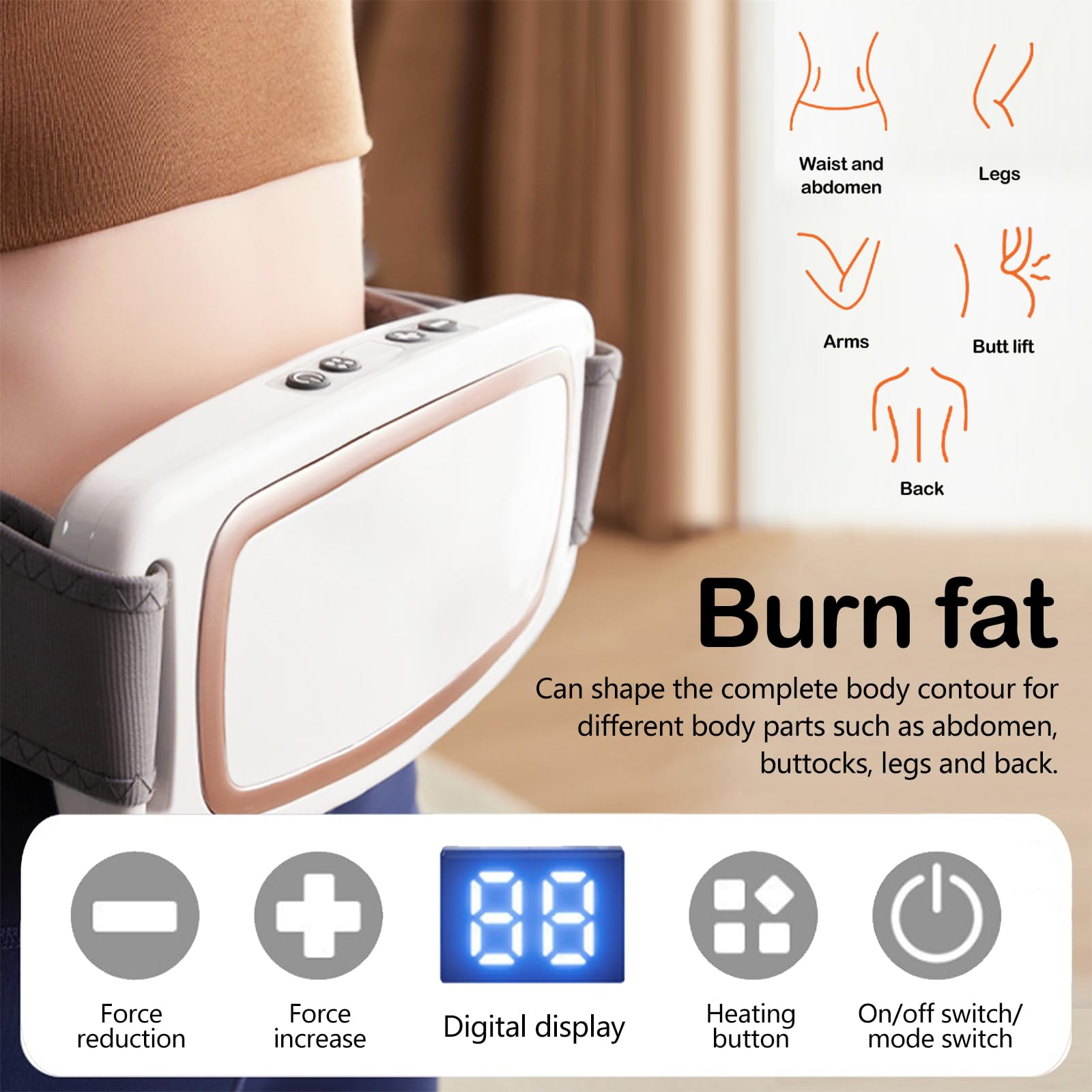 Bauchtrainer, 1200 mAh Elektrisch Kabellose Schlankheitsgürtel Bauchmuskeltrainer mit 6 Vibrationsmodi 9 Intensitätsstufen und 3 Heizstufen EMS Bauchmassagegerät mit Doppelmachtbewegung