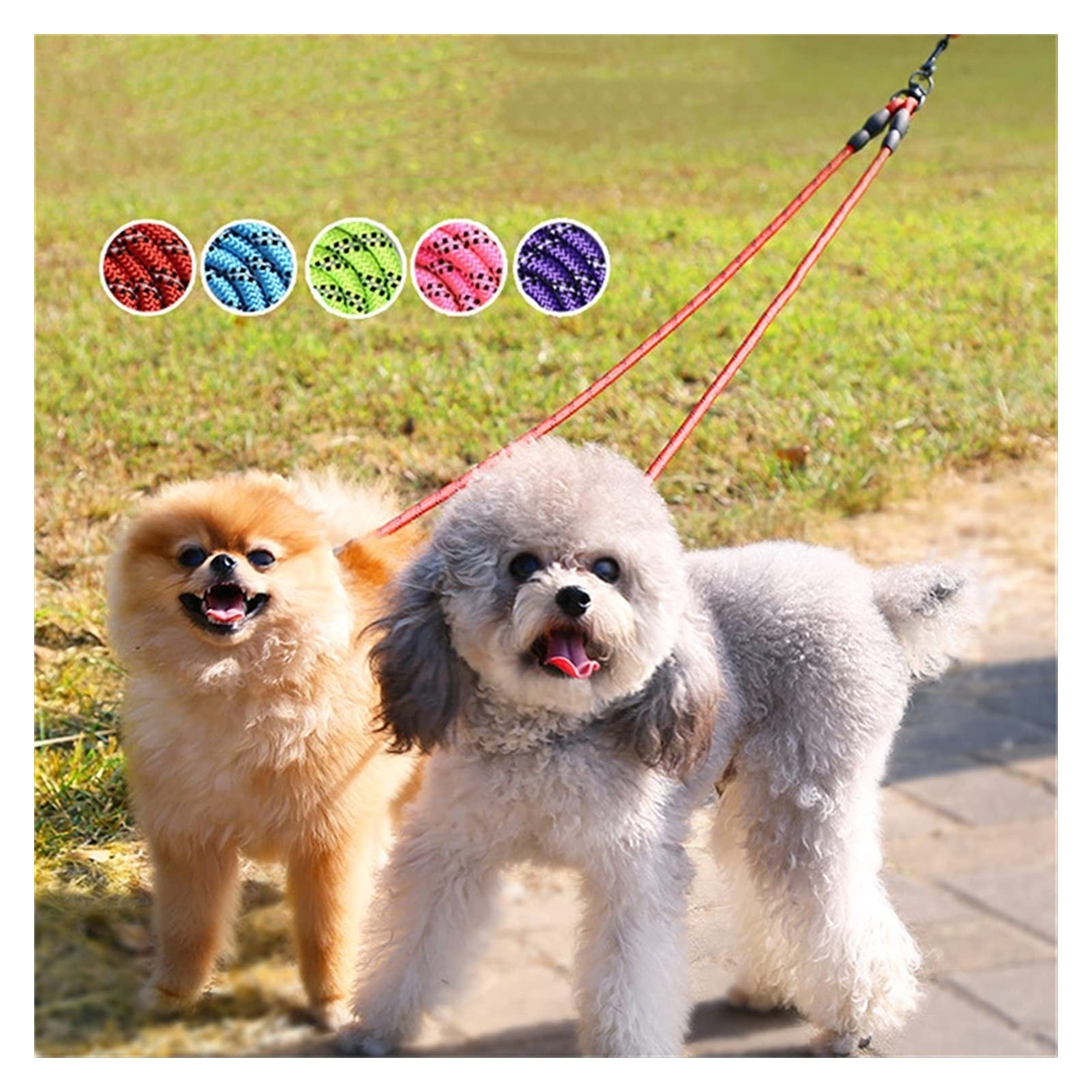 Guinzaglio for cani, guinzaglio retrattile for cani, guinzagli doppi in nylon Doppio cane luminoso staccabile Guinzaglio for addestramento a mano Catena riflettente for cuccioli Accessori for animali