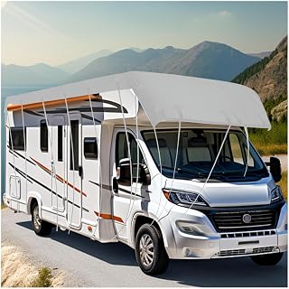 Rv Covers for Roof Only 210D Oxford Cloth Trailer Cover Foldable Storage, Easy to Clean Camper Accessories for Travel Trailers Camper Cover Waterproof,Grey-12m×3m