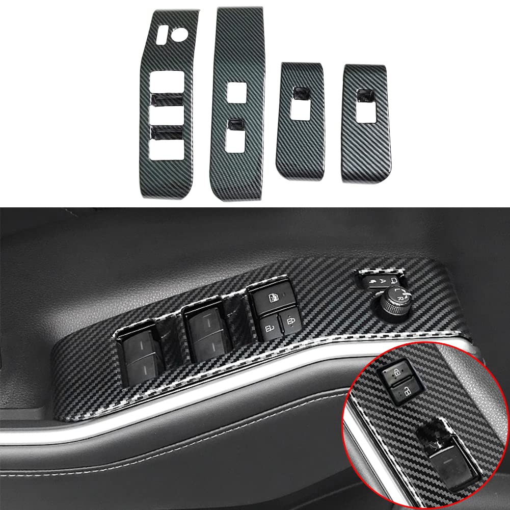 AOKIO Compatible with 2020 2021 2022 2023 2024 2025 Toyota Highlander Accessories Door Window Switch Panel Cover Door Lock Control Button Molding Trim