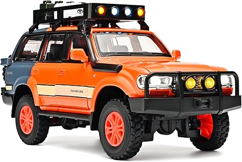 Autos para niños 1/24 de Land Cruiser LC80 modelo de coche fundido a presión, autos de tracción con luz y sonido, modelo de auto Landcruiser de