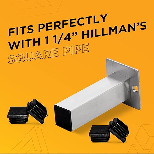 Vista 53 de Prescott Plastics Tapones de agujero de plástico acanalado de perímetro exterior de 1/2 pulgada (0.500 in), tapas cuadradas de tubo de metal negro