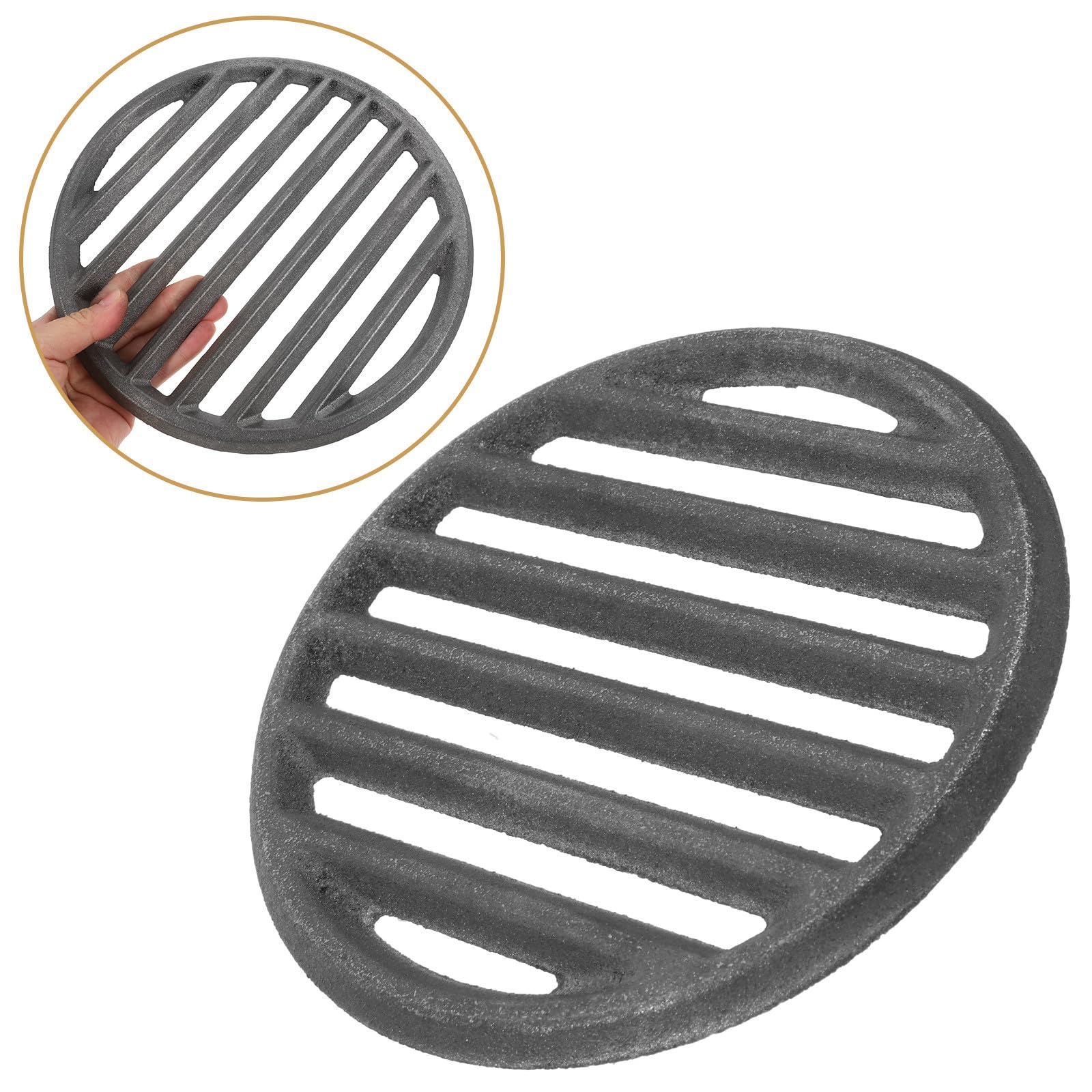 22 cm żeliwny stojak do grillowania – okrągły ruszt rozprowadzający ciepło do grillowania na zewnątrz ognisko węgiel drzewny idealny do równomiernego gotowania, trwały i trwały