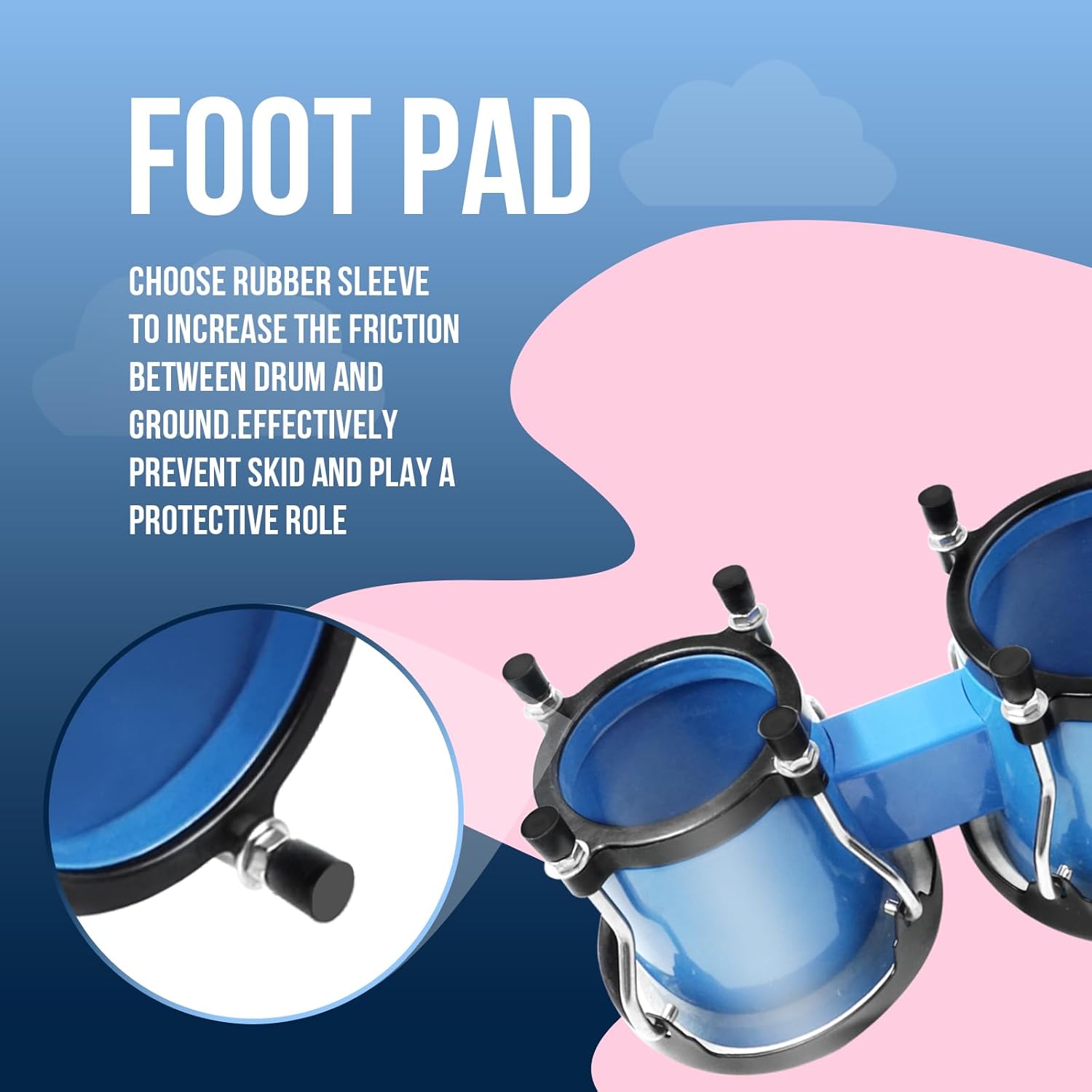 Soulmate Bongo Drum 4'' and 5'' Set for Adults Beginners, Tunable Natural Skin Bongos Percussion Instruments With Tuning Wrench (Blue)