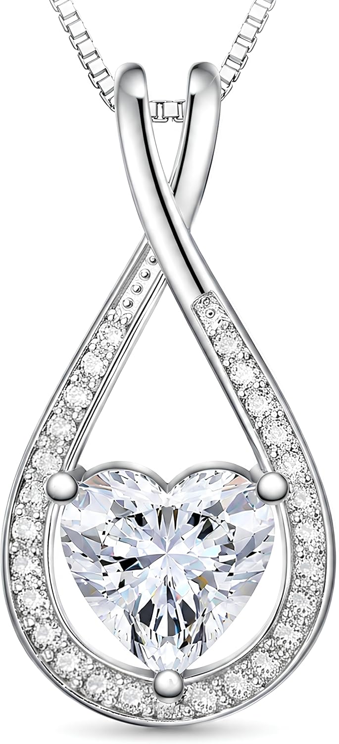 Infinity Heart Moissanite Necklace for Women, 1-4 CT