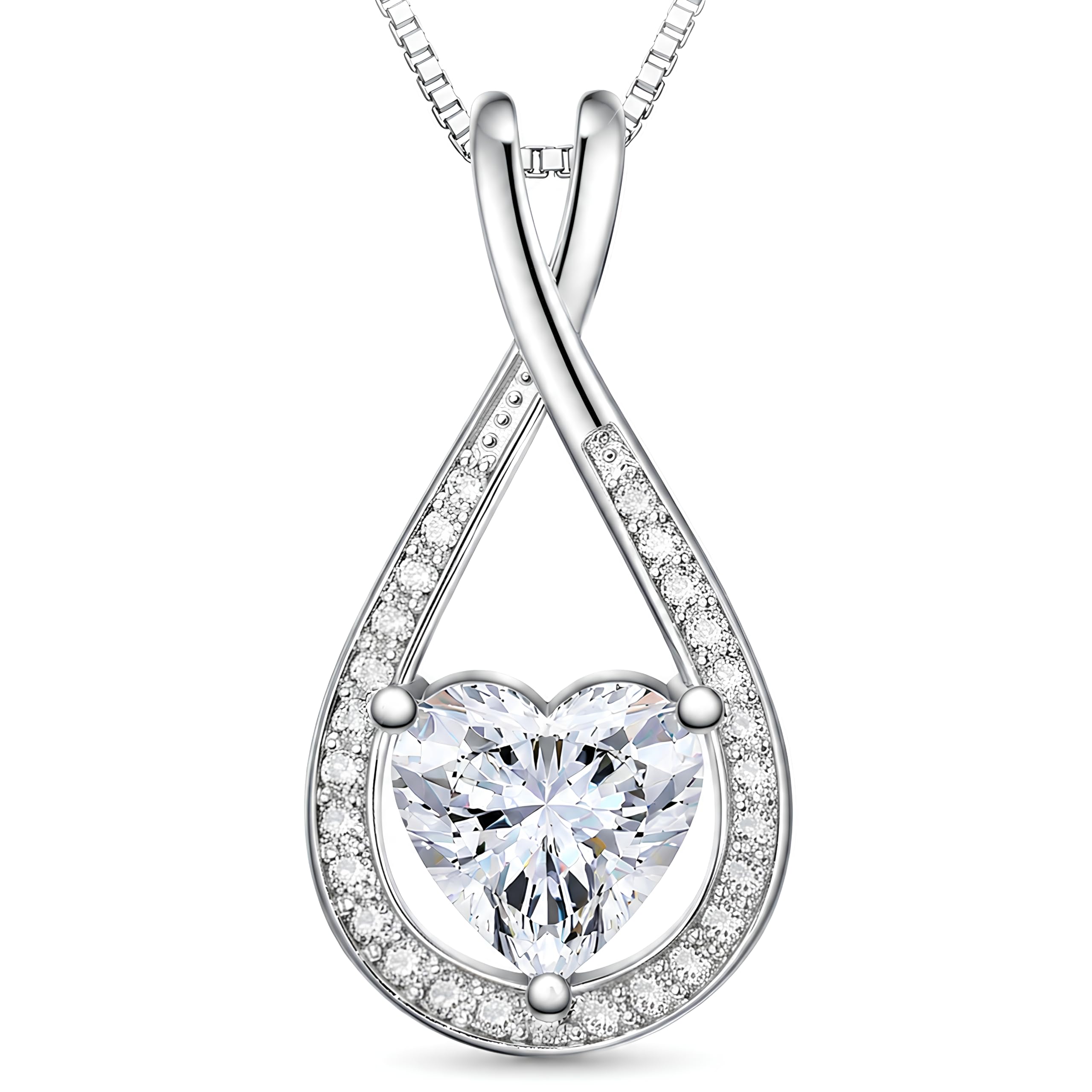 Infinity Heart Moissanite Necklace for Women, 1-4 CT 1CT