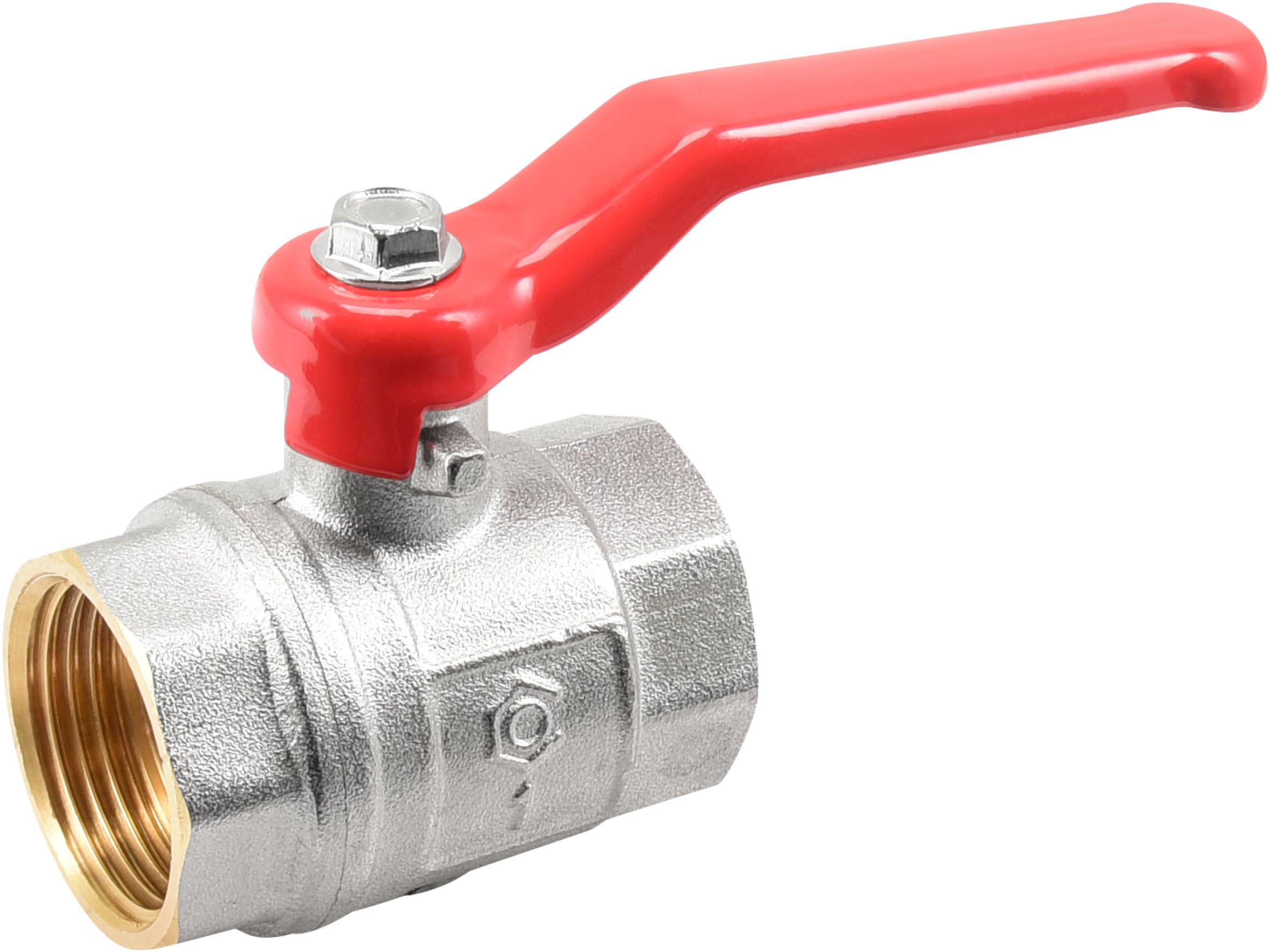 Cornat Kugelhahn 1"IG m/c, Hebelgriff - rot / chromfarbig - Betriebsdruck: max. 25 bar - Mit Aluminium Hebel - Betriebstemperatur: -20° C bis +110° C / T571443
