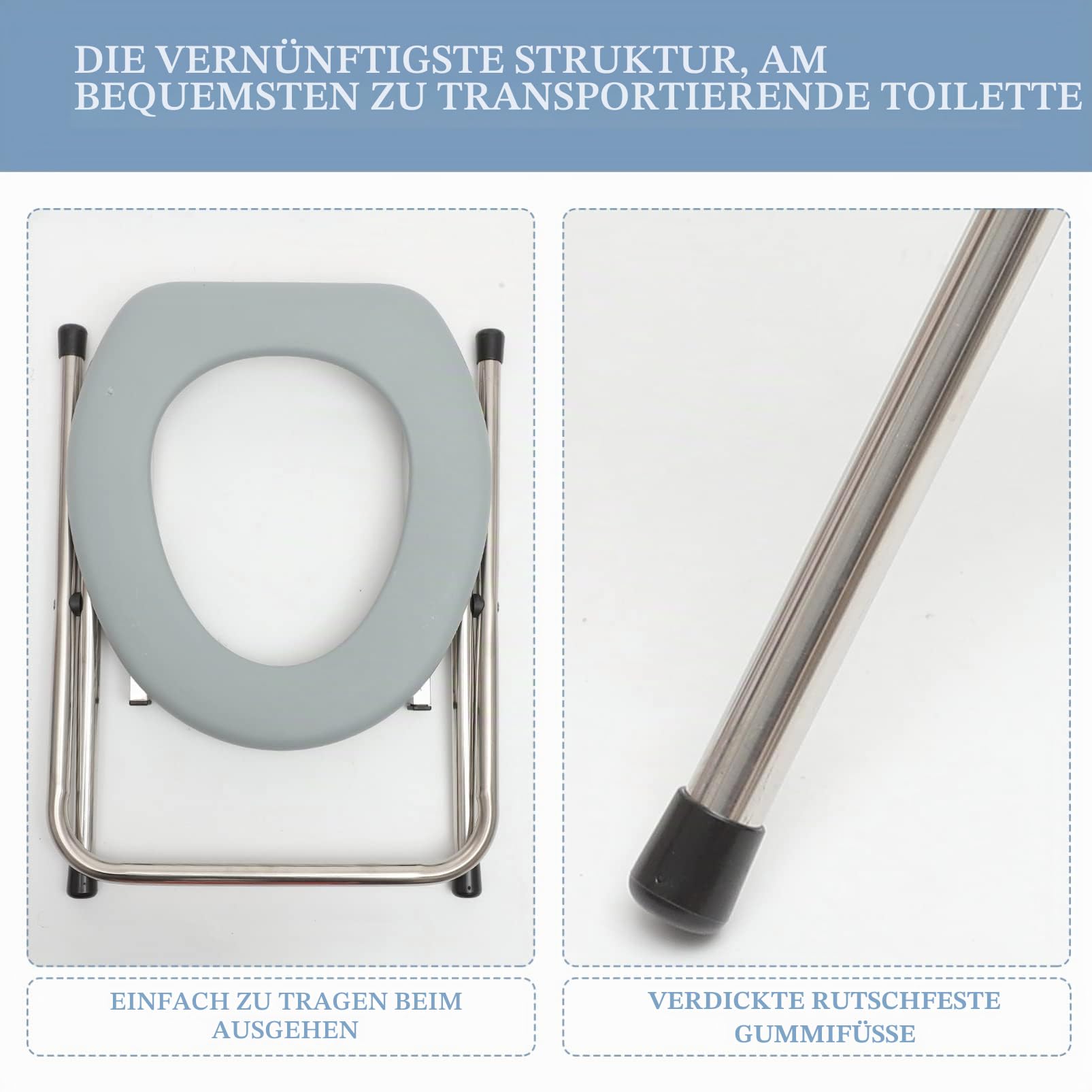 PartyKindom Faltbarer Toilettenstuhl Tragbarer Klappbarer Toilettenhocker Für Ältere Schwangere Leicht Zu Reinigen Und Einfach Zu Transportieren