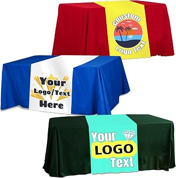 Custom Banners Tablecloth, Personalized Table Runner with Business Logo, Table Cover with Customized Text Photo for Trade Show Events, Party, Wedding,Christmas Decor