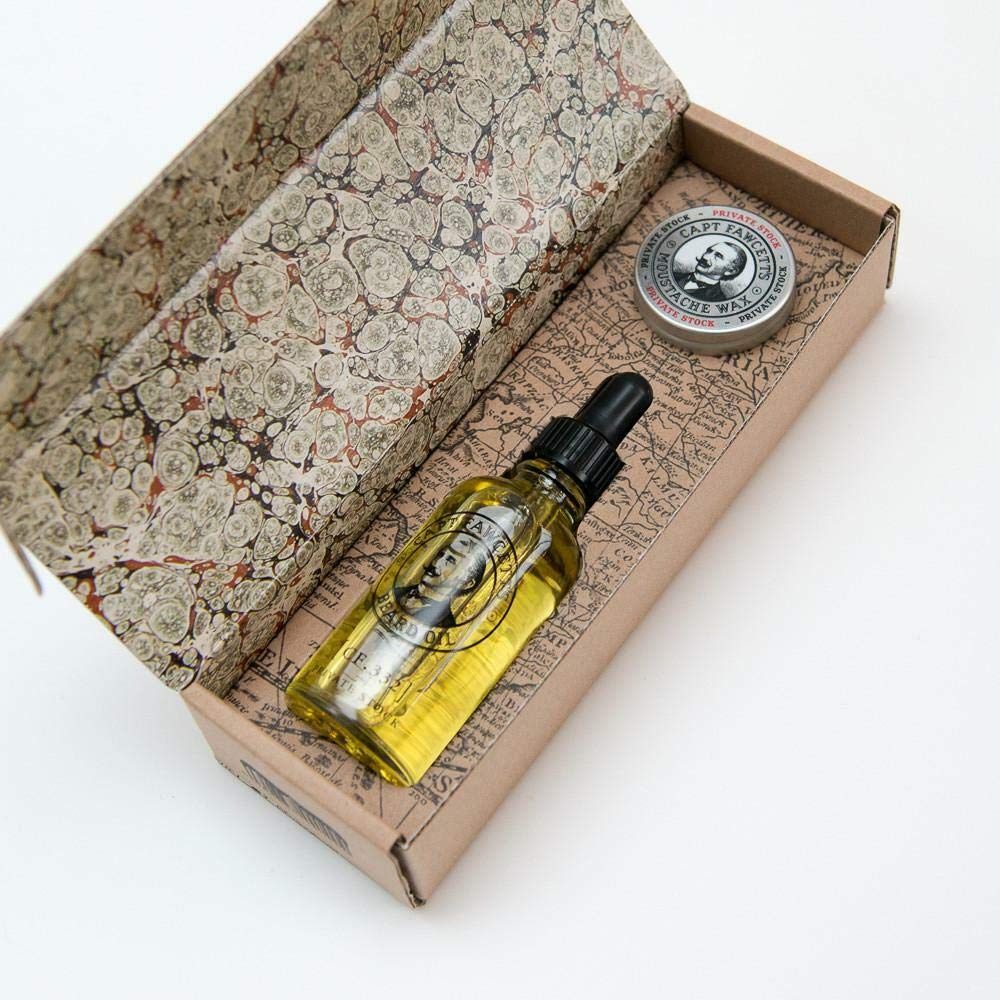 Pack Regalo Aceite y Cera Bigote Private Stock Captain Fawcett