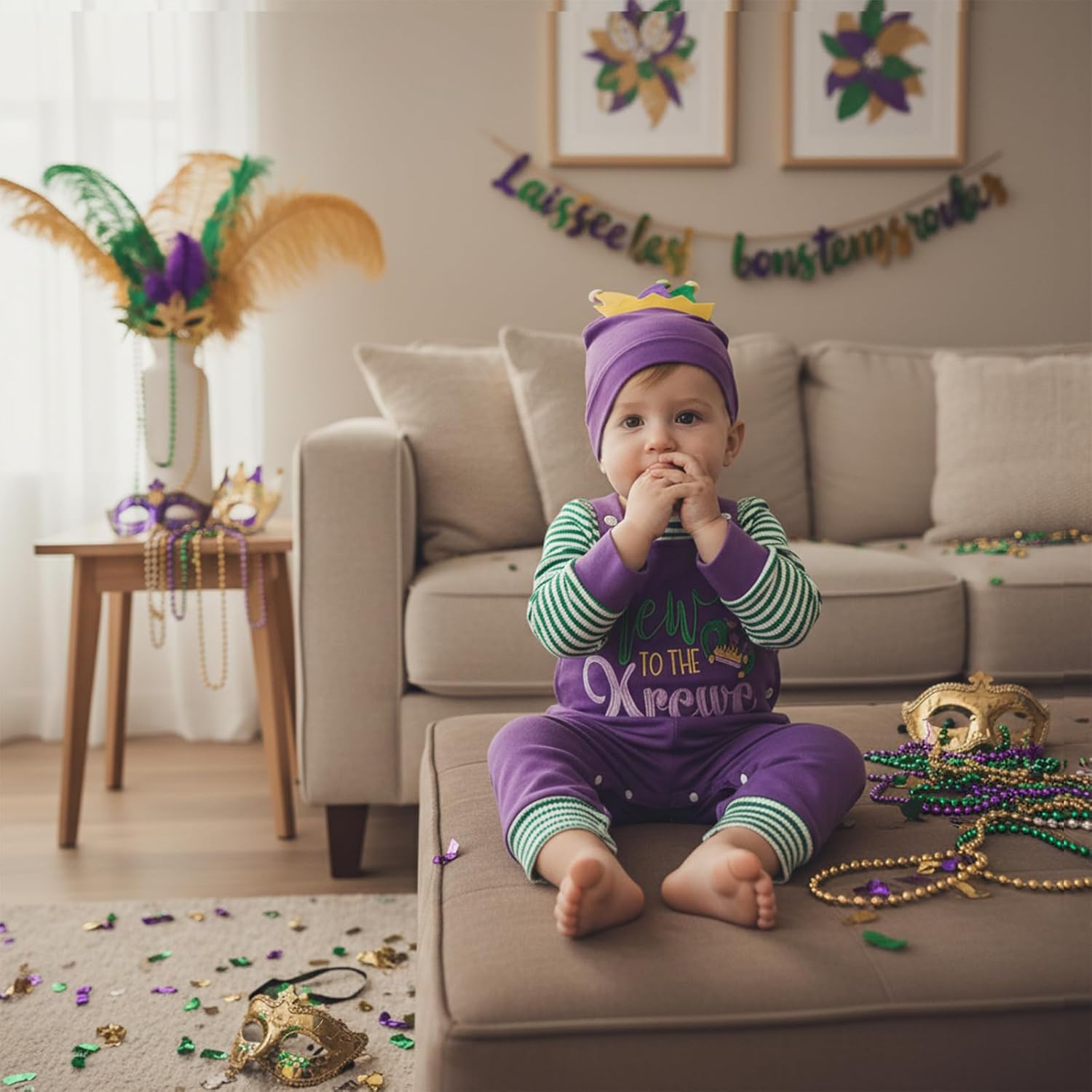 Newborn Baby Boy Valentines Outfit Stripe Long Sleeve Romper Letter Embroidery Suspender Pants Hat Clothes Set - Image 4