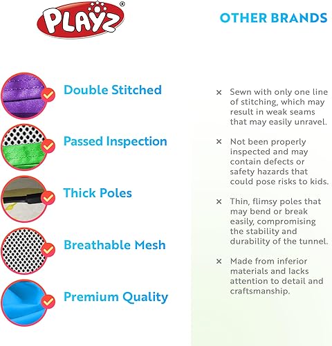 Miniatura 8 de Playz Tiendas de campaña y túneles de juego para niños de 5 piezas, piscina de pelotas para niños pequeños, aro de baloncesto, tubos de gateo, casas