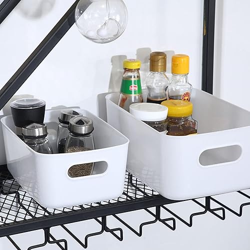 Miniatura 5 de Juego de 6 cubos de almacenamiento de plástico, 11.8 x 7.9 x 4.7 pulgadas, versátil organización y almacenamiento de despensa de cocina para