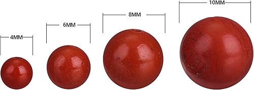 Miniatura 5 de RUBYCA Organizador de cuentas sueltas redondas de jaspe rojo natural, caja de plástico, fabricación de joyas, tamaños de mezcla
