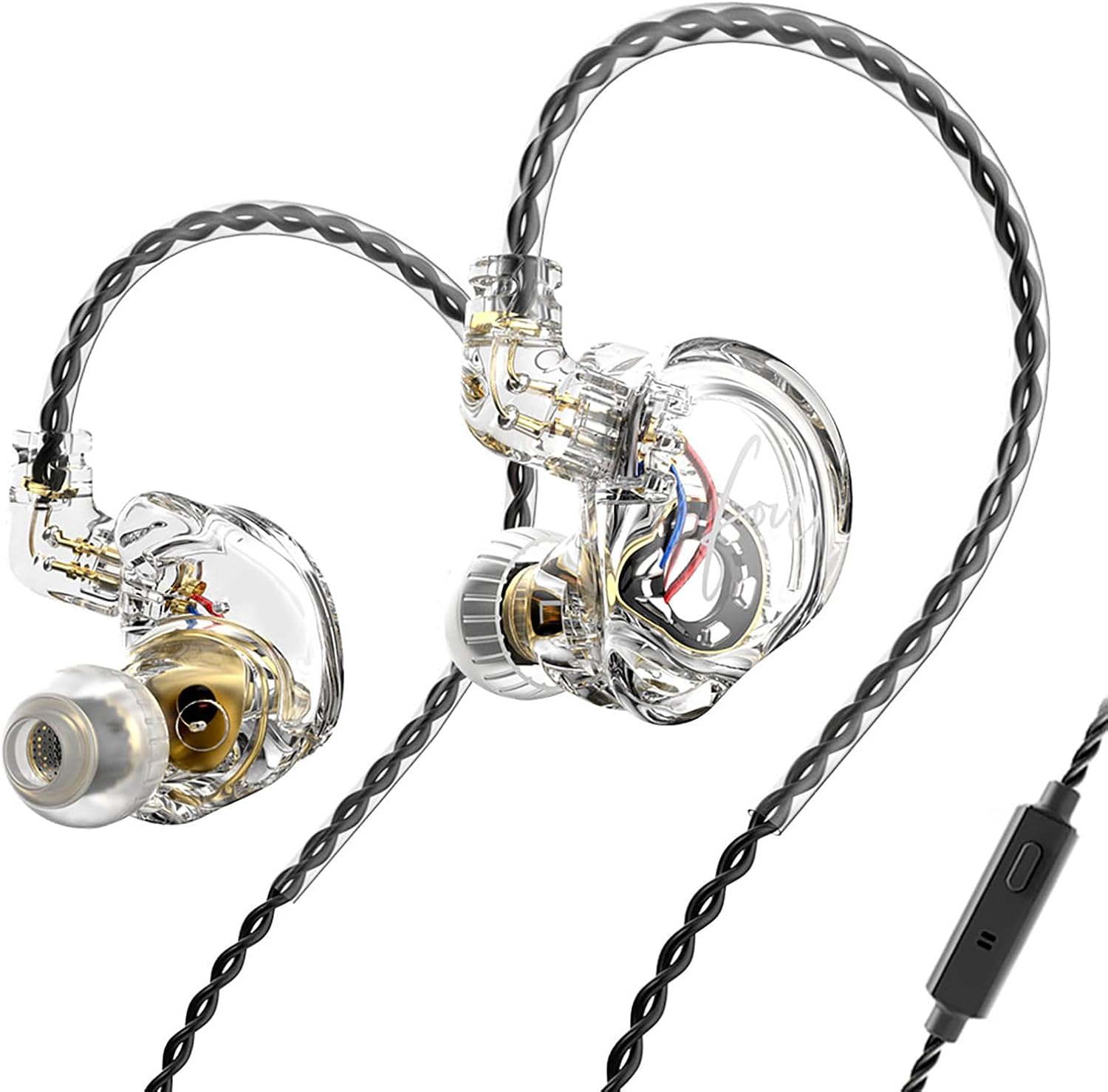 FEDAI TRN CS4 in Ear Monitor Earphone, TRN in-Ear Earbuds with 10mm Dual Magnet Dynamic Driver and New Silicon-Crystal Composite Over Ear Headset with Detachable 2 Pin 0.75MM Cable(with mic,Clear)