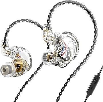FEDAI TRN CS4 in Ear Monitor Earphone, TRN in-Ear Earbuds with 10mm Dual Magnet Dynamic Driver and New Silicon-Crystal Composite Over Ear Headset with Detachable 2 Pin 0.75MM Cablewith mic,Clear