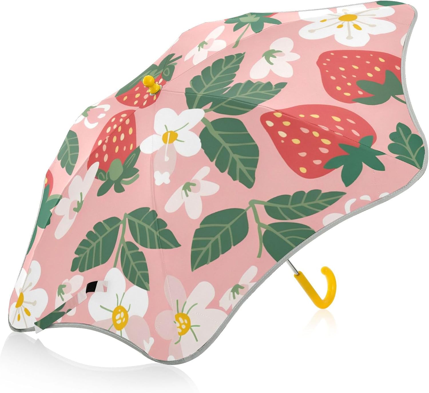 ALAZA Strawberry Daisy Flowers Kids Umbrella for Girls Boys Toddler Children Rain & Sun Umbrella