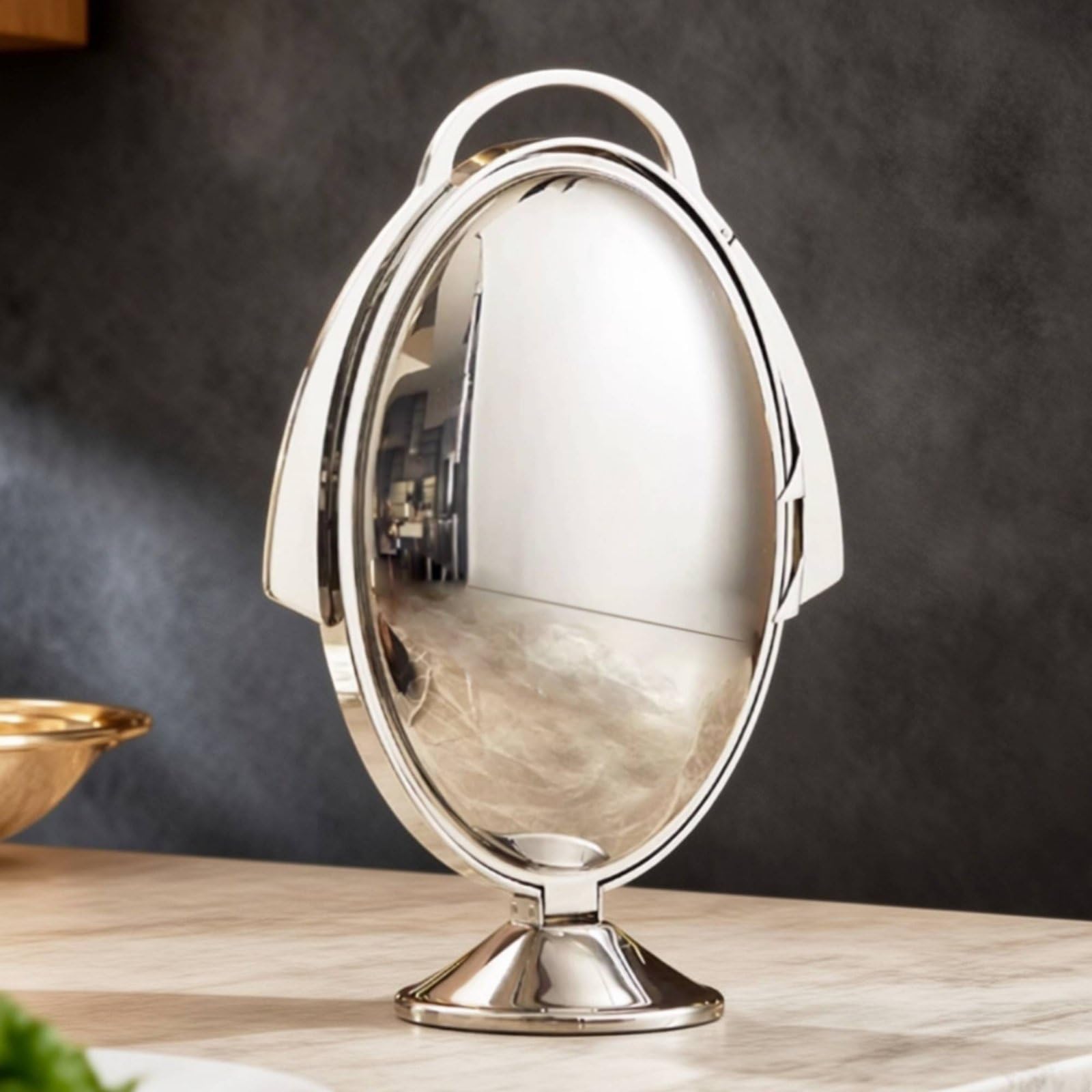 Alzatina Pieghevole a 3 Piani Salvaspazio Vassoio da Portata in Acciaio Acciaio Inossidabile Design Moderno Centrotavola a 3 Vassoi per Buffet, Feste, 45-20-28cm, Espanso