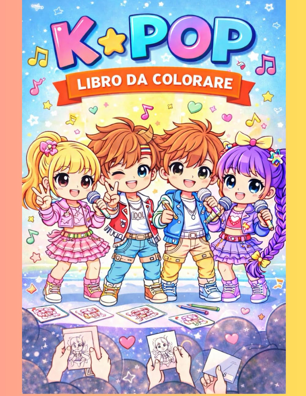 Kawaii pop star: Libro da colorare K Pop per bambini