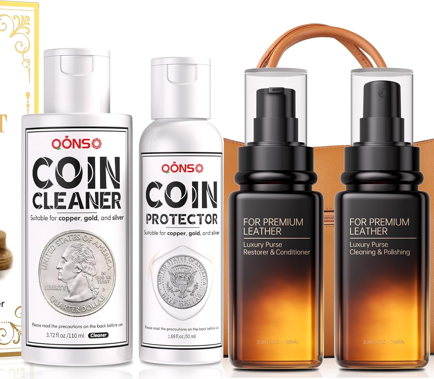 Coin Cleaner and Protector Kit Solution,Leather Purse Cleaner and Conditioner