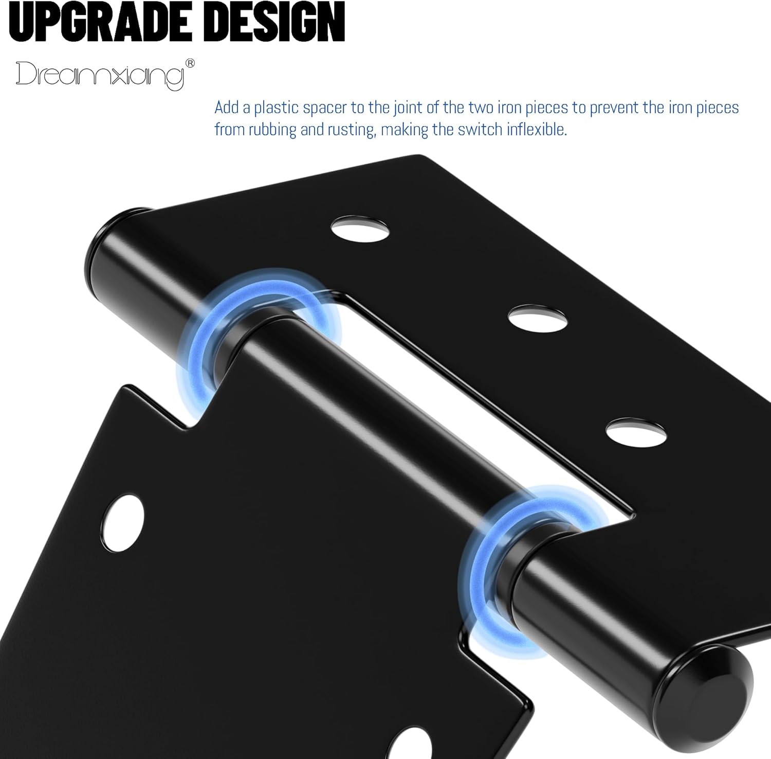 3.5 Inch Heavy Duty Gate Hinges, Gate Hinges for Wood Fence Gate Vinyl Shed Door, Black Iron Gate Strap Hinges with Screws, 8 Pack