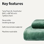 Amazon Basics Set réversible Sherpa Comforter avec oreiller Sham, vert, Twin/Twin XL
