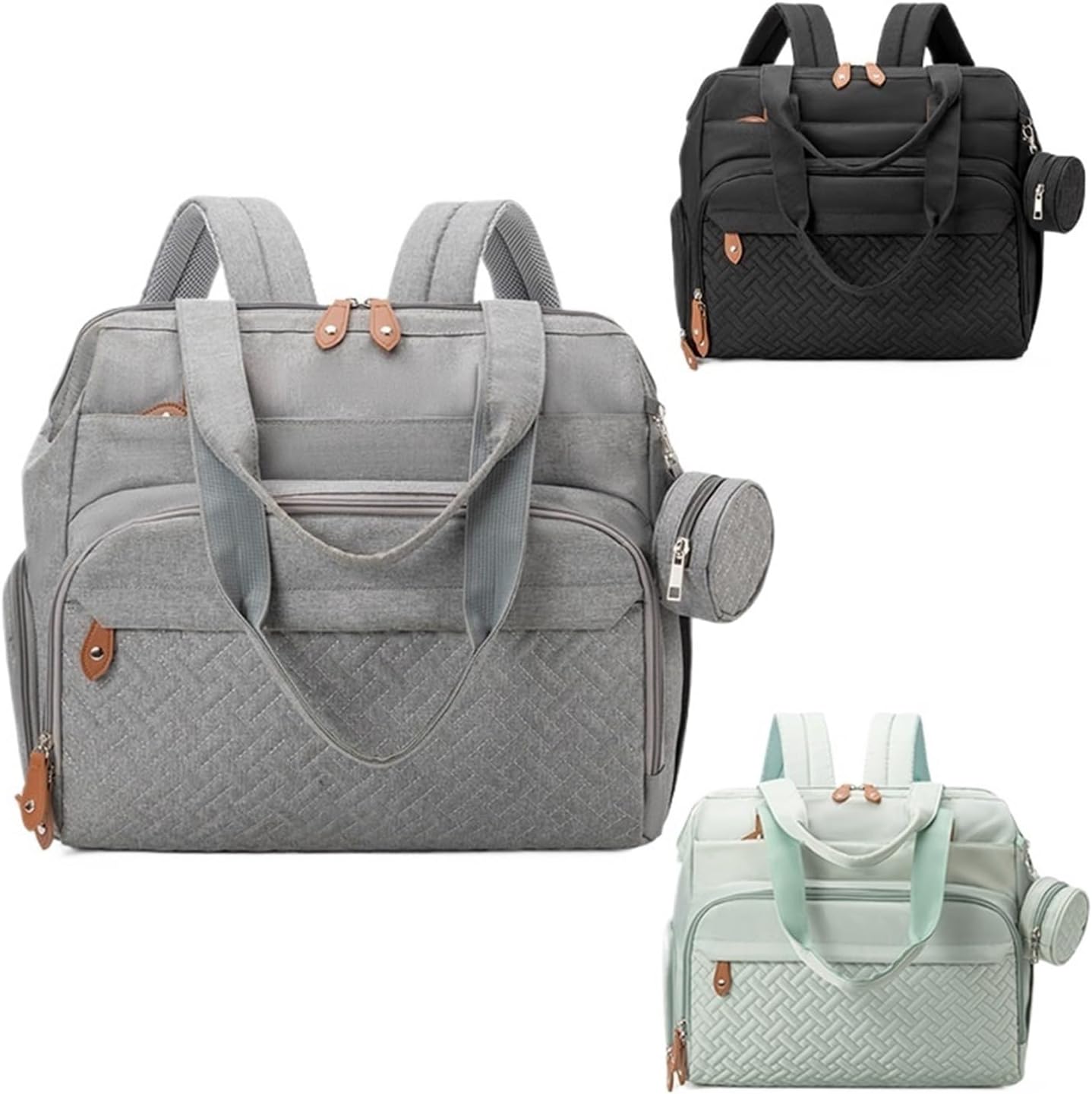 Large Size Mom Dad Backpack Baby Diaper Bags with Pacifier Bag Nappy Bag(Black)