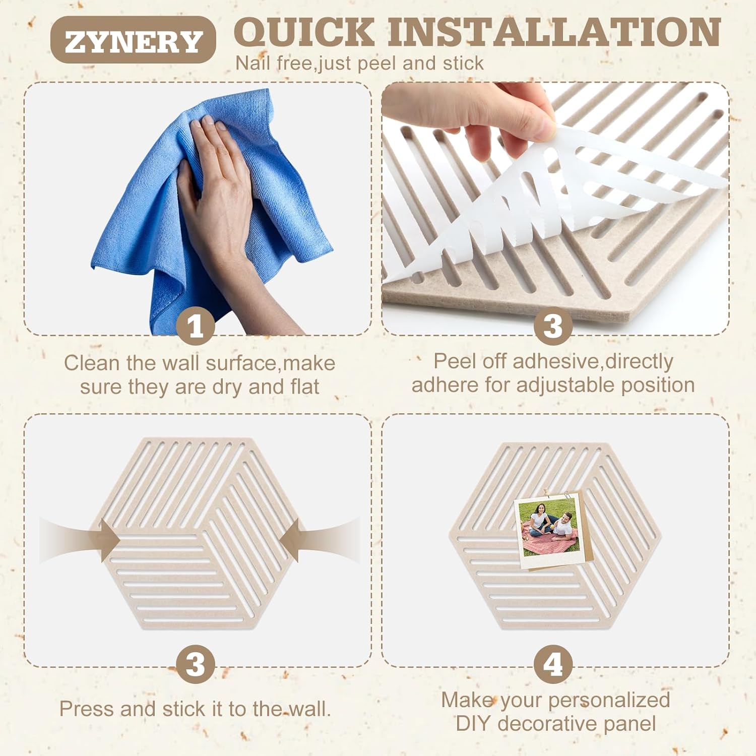 Hexagon Cork Board 12pcs with 110 Push Pins,Bulletin Board Decorative for Tiles Walls Office Room Decor Felt Vision CorkBoards for Home Pictures Photos Notes 12'' Hex