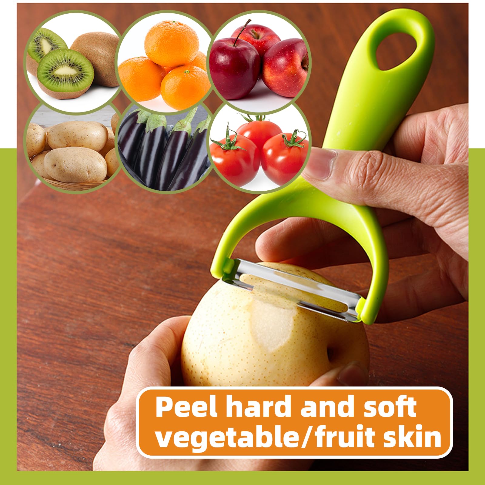 Trez Treamer 3pcs Vegetable Peeler Cabbage Peeler Y Peelers for Kitchen Stainless Steel Potato Peeler for Fruit Straight Blade, Durable Non-Slip Handle