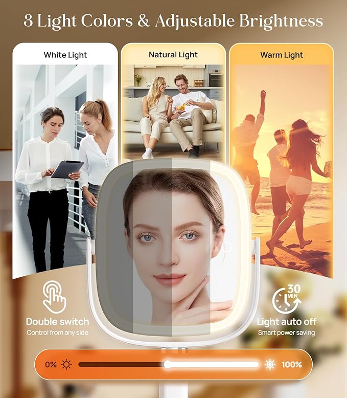 Espejo de Maquillaje con Luz y Aumento Gospire 1X/10X, Altura Ajustable miniatura 6