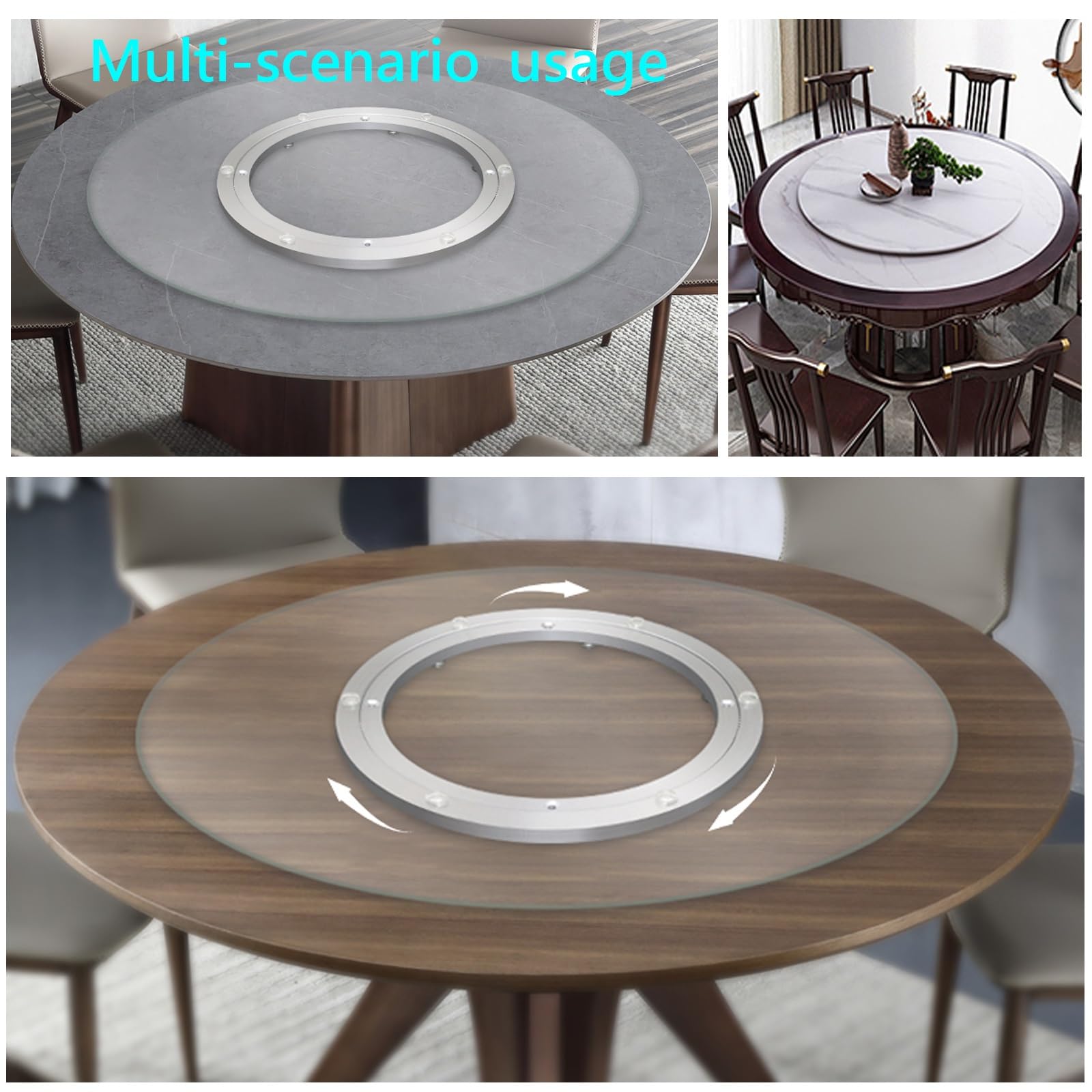 Plateau tournant à roulement, Adaptateur de Bureau, Rail en Alliage d'aluminium pour Table à Manger et établi. 350 mm, 500 mm, 600 mm, 680 mm, 800 mm (350 mm (14 Pouces)).