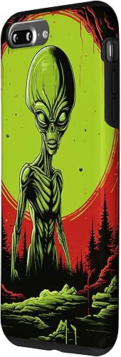 Vista 20 de iPhone 13 Pro Max Cute Green Alien Head UFO Space Face Alien Case
