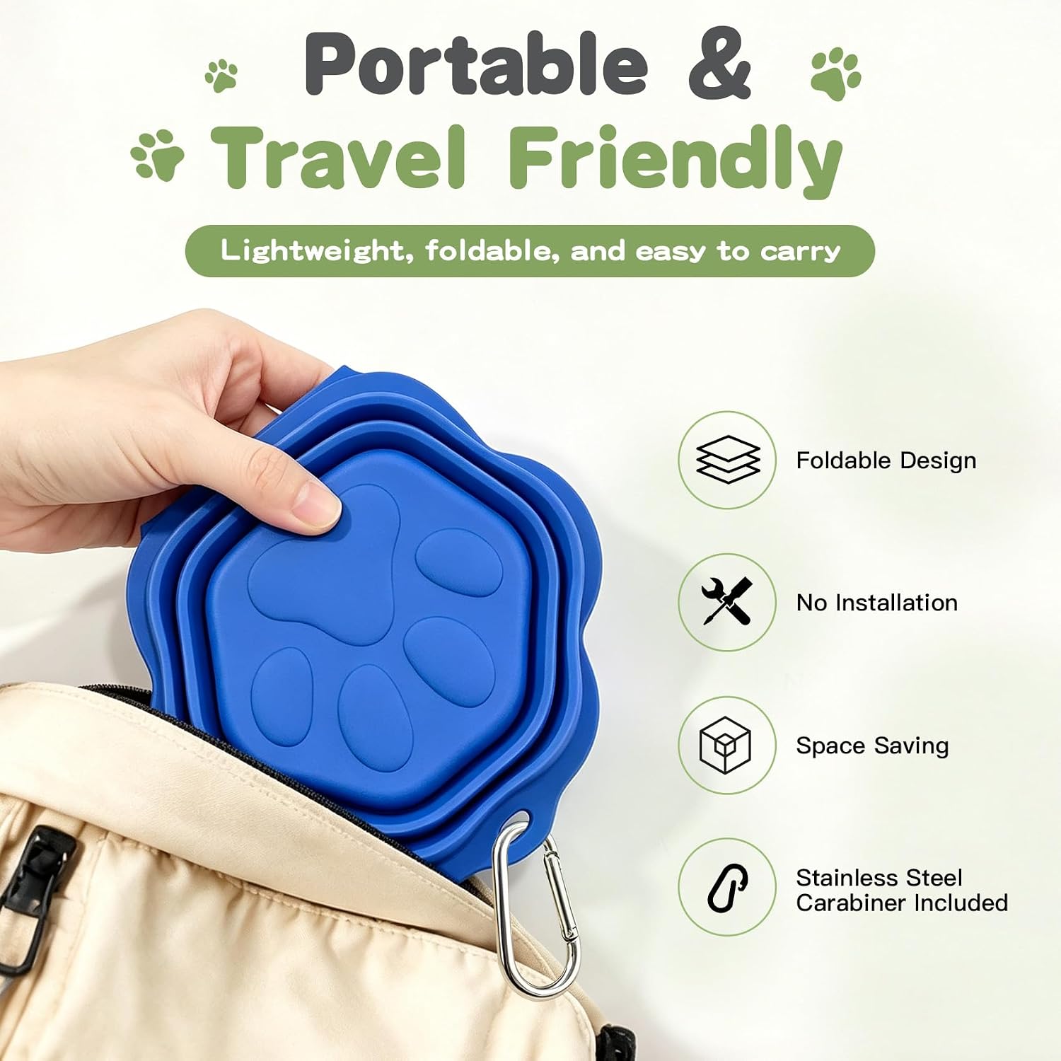 Collapsible Silicone Paw Shaped Dog Bowl 2-in-1 Travel Pet Bowl image 3