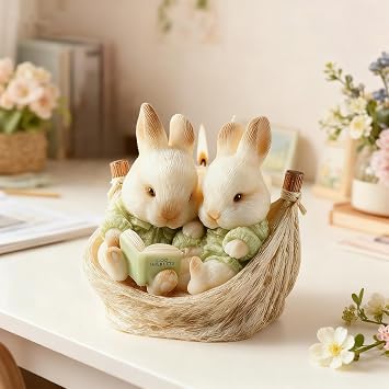 Easter Rabbit Candle Mold, Cute Bunny Silicone Mold for DIY Candle Making, 3D Animal Silicone Resin Mold for Epoxy, Perfect for Festive Home Decor Art Crafts