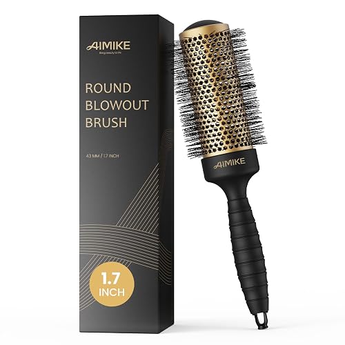 AIMIKE Round Brush for Blowout, 1.3' Small Brush for Short Hair & Volume | Nano Thermal Ceramic Barrel distributes heat 
