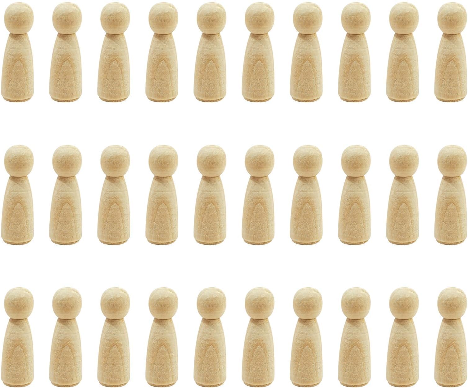 30 Pcs Wooden Peg Dolls 6.6×2.4 cm, DIY Wooden People Figures, Girl Style Miniature Dolls for Painting Craft Decoration Birthday Arts and Crafts for Kids and Adults