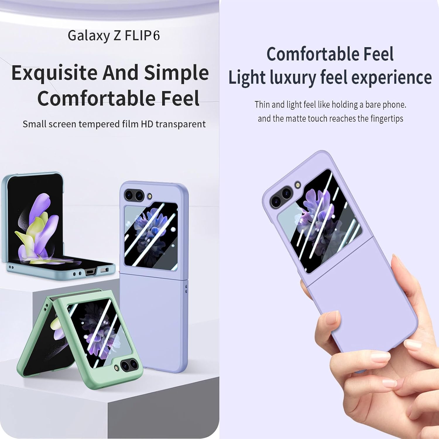 Coque galaxy z flip 6 – MOJIA Coque pour Samsung Galaxy Z Flip6 (Z Flip 6), Ultra Fine, Douce au Sensation de Peau, Anti-Chute et Anti-Rayures avec Protecteur d&rsquo;écran en Verre Trempé Blanc