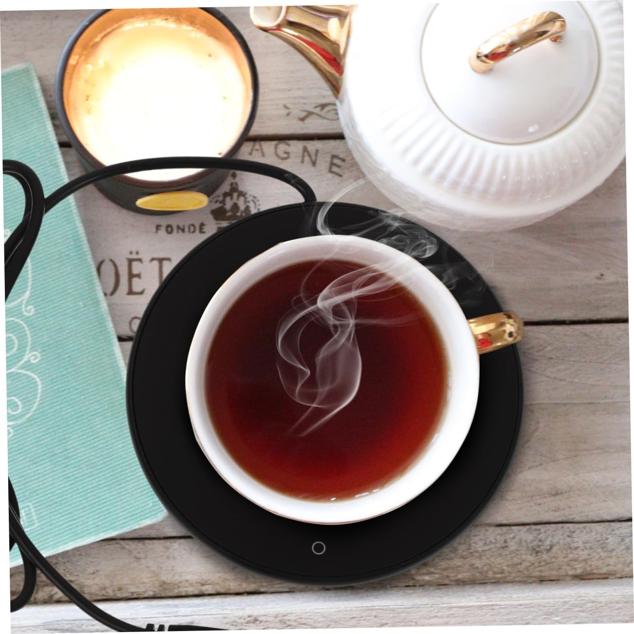 USB Cup Warmer with Adjustable Temperature Touch Control Portable Heating Coaster for Coffee Tea Milk and Soup Safe USB-Powered Reusable Heating Pad for Home and Office Use