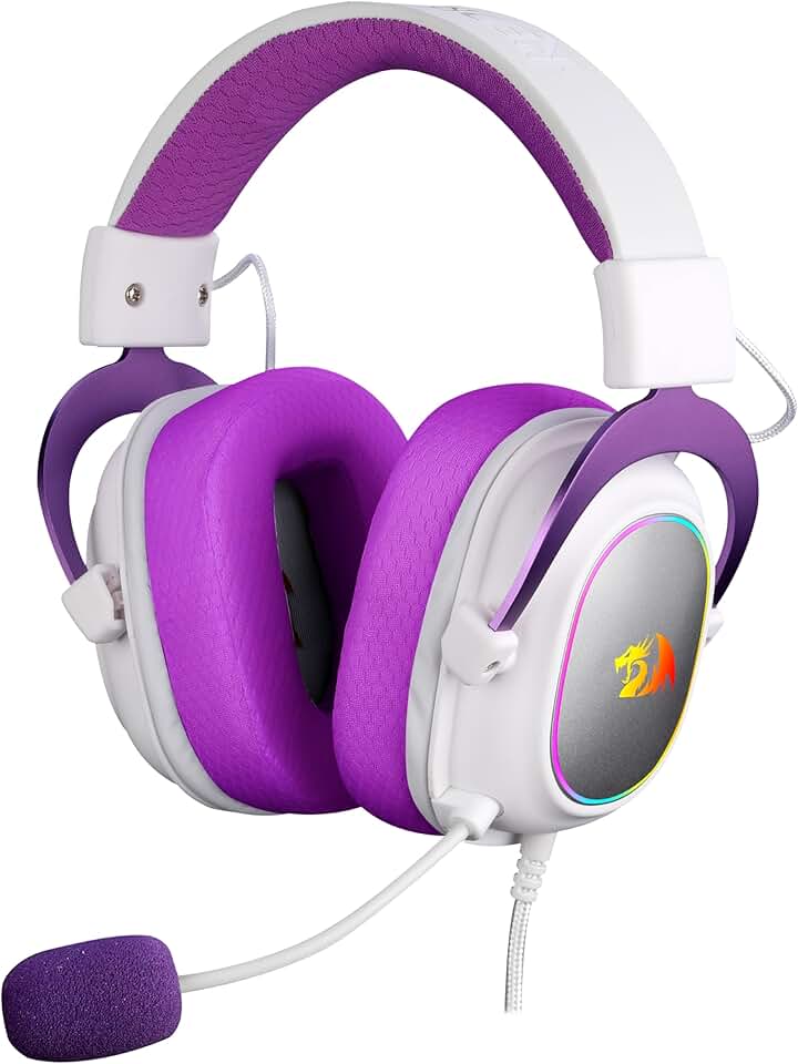 Redragon HEADSET GAMER ZEUS X BRANCO COM ROXO RGB, Único