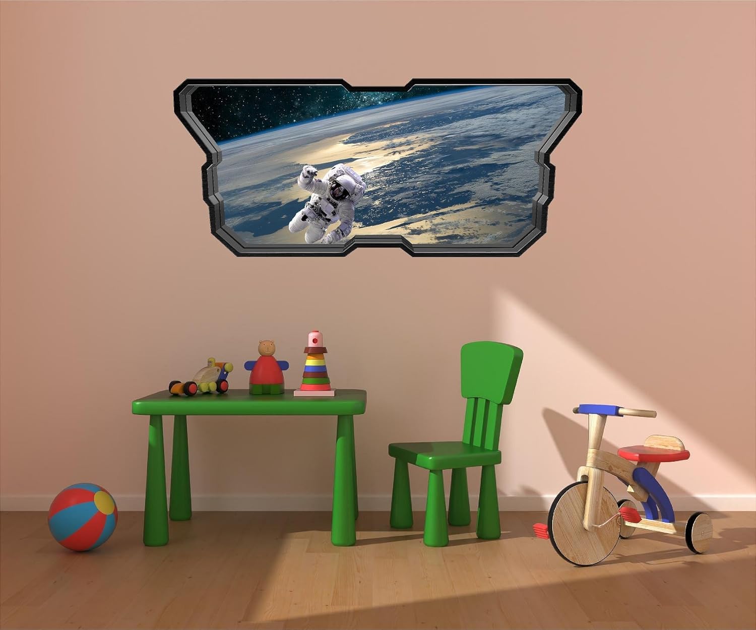 36" Space Ship Window Instant View Astronaut Floating 3