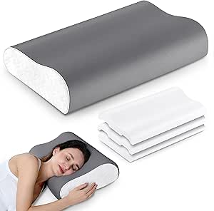 Elviros Memory Foam Kissen, Verstellbares Ergonomisches Kopfkissen gegen Nackenschmerzen, Orthopädisches Nackenstützkissen für Seitenschläfer & Rückenschläfer, Abnehmbarer Atmungsaktiver Bezug