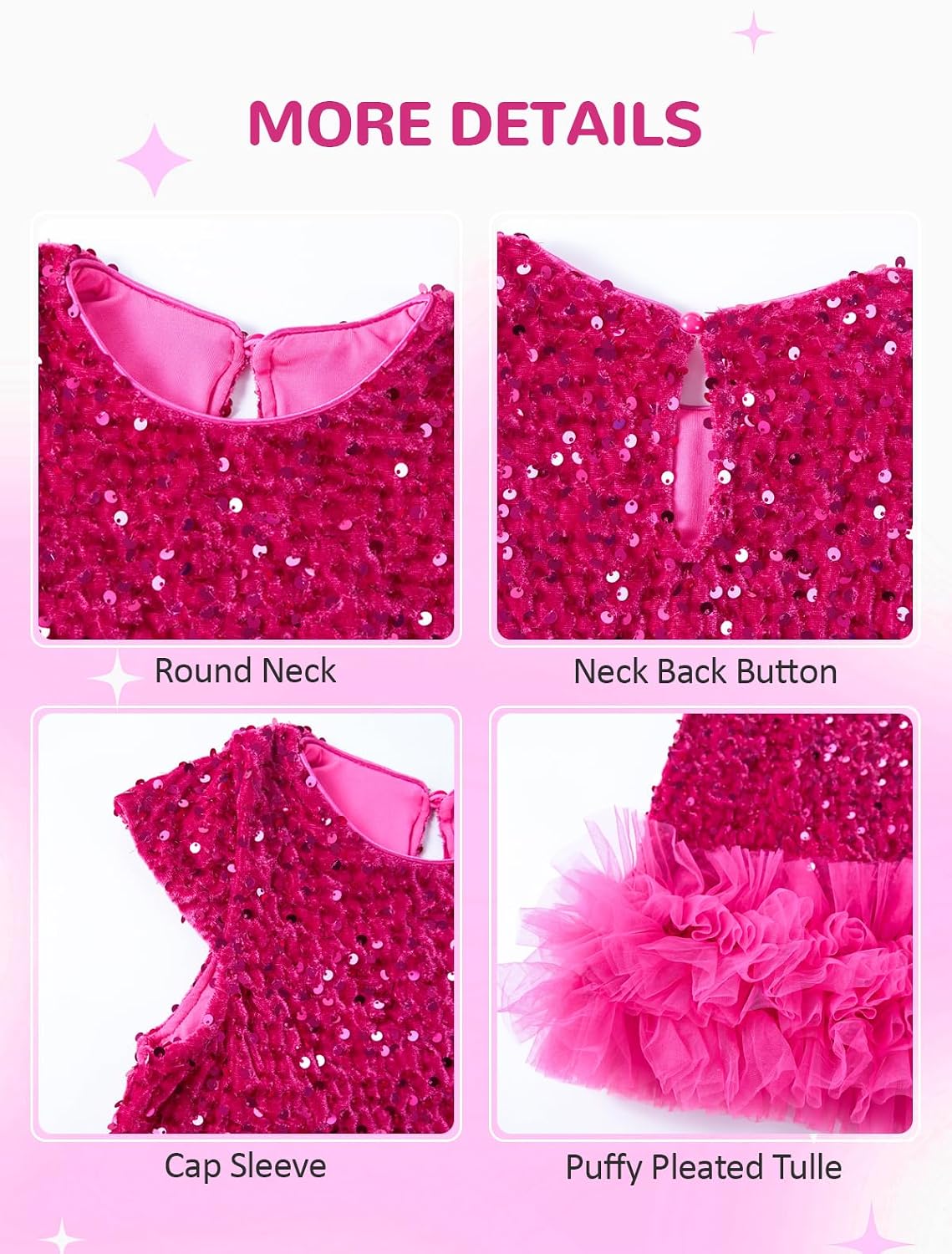 Miipat Toddler Girls Sequin Dress Sparkly Gown Party Dresses Little Kids A-Line Velvet Dress