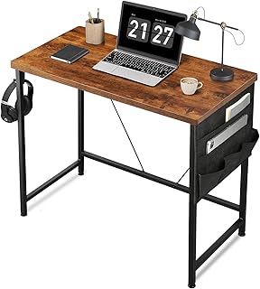 YeTom デスク 机 パソコンデスク 机 pcデスク つくえ 幅80*奥行40cm シンプル コンパクトデスク 収納袋付き勉強机 フック付き学習机 モニターアーム取付対応 組立簡単 テレワーク ビンテージ