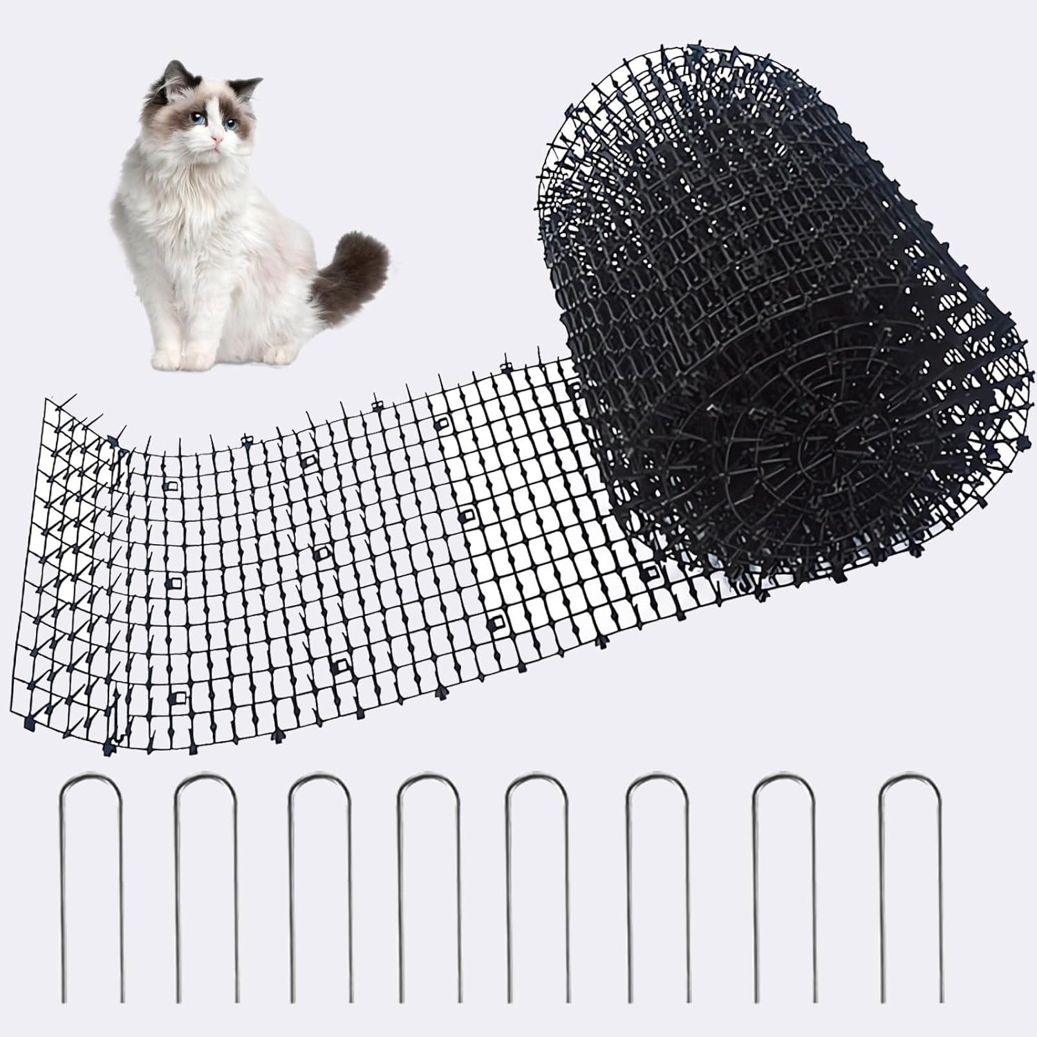 13ft Scat Mat for Cats with Spikes, Prickle Strips Network Digging Stopper Outdoor Spike Deterrent Mat, Pet Deterrent to Keep Cats Away,157 inch x 11 inch